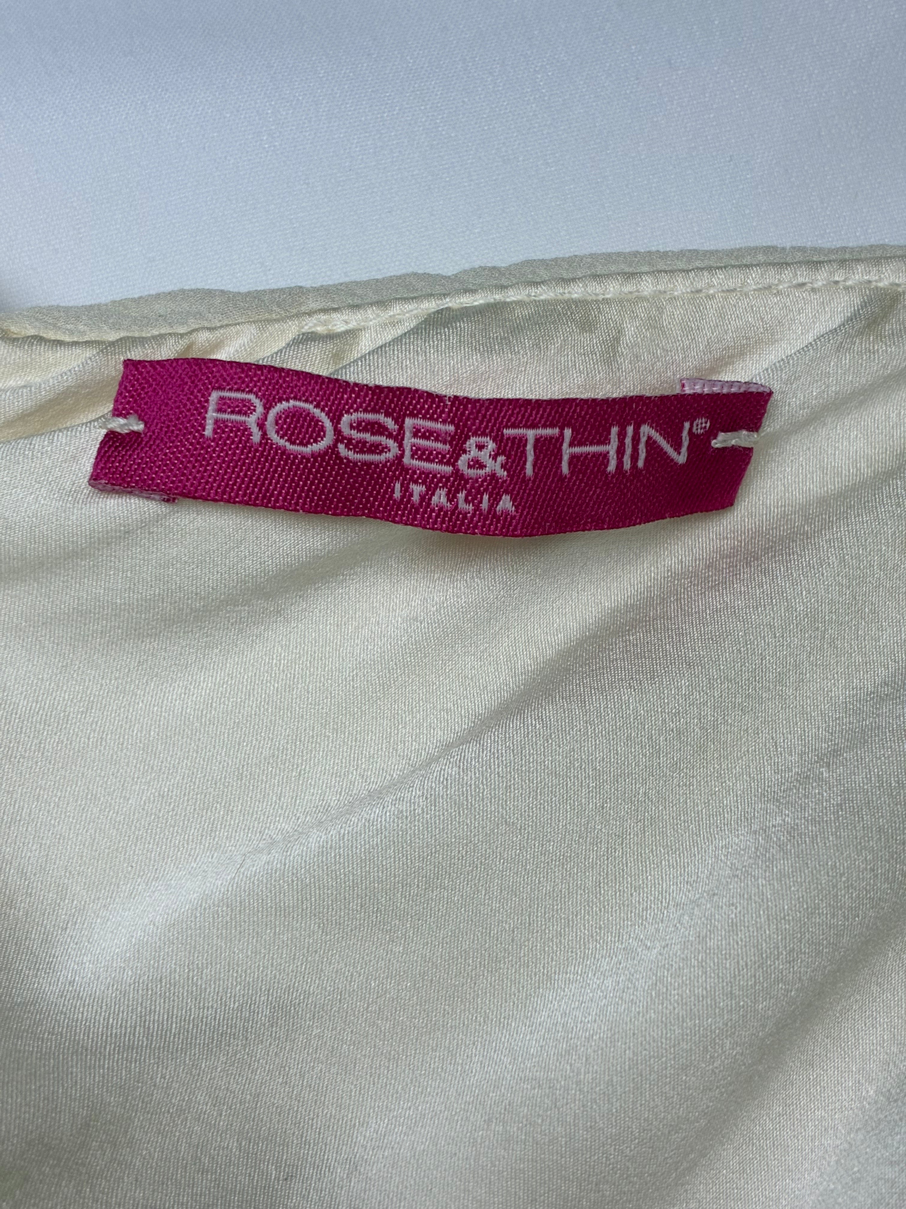 Rose & Thin 2000s Cream Silk Cross-Back Slip Midi Dress - XS/S