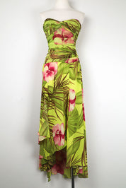 Gai Mattiolo 2000s Tropical Print Strapless Dress and Shawl – S