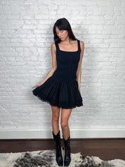 Blumarine Folies 2000s Black Mini Dress with Ruffled Hem