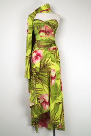 Gai Mattiolo 2000s Tropical Print Strapless Dress and Shawl – S