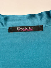 2000s Teal Silk Tie-Neck Dress - S/M