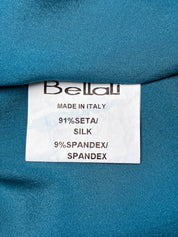 2000s Teal Silk Tie-Neck Dress - S/M