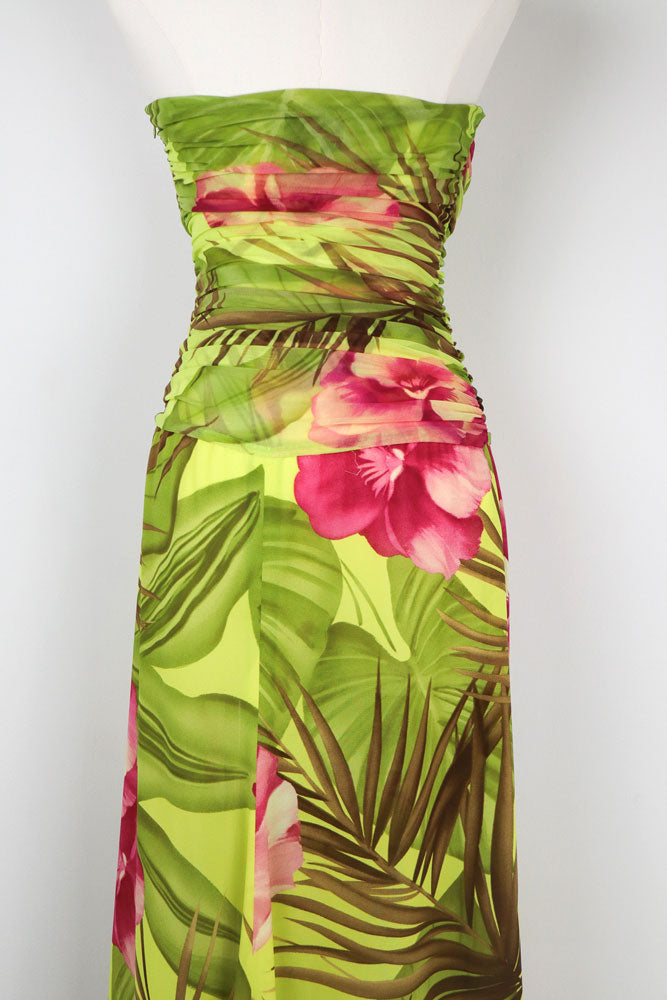 Gai Mattiolo 2000s Tropical Print Strapless Dress and Shawl – S