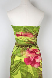 Gai Mattiolo 2000s Tropical Print Strapless Dress and Shawl – S