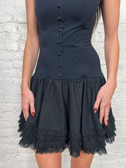 Blumarine Folies 2000s Black Mini Dress with Ruffled Hem