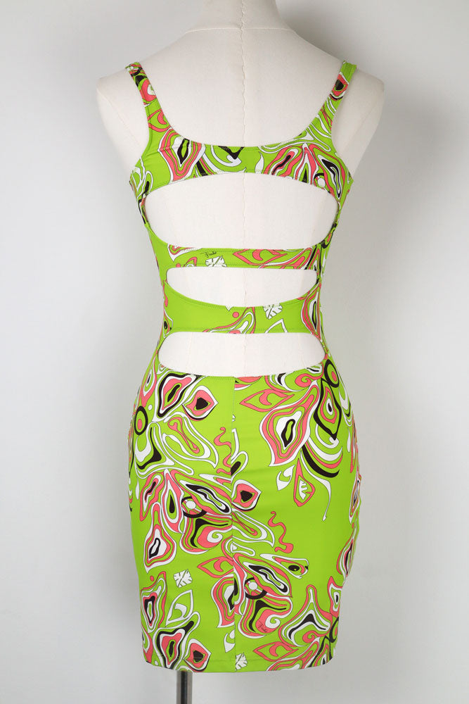 Emilio Pucci Green Abstract Print Mini Dress – XS
