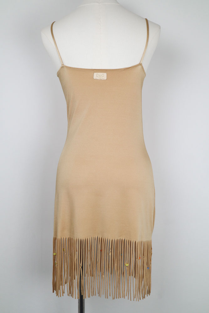 Dolce & Gabbana Beachwear Tan Fringe Dress – As Is – S/M
