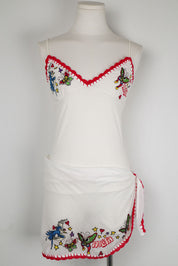 Nolita Underwater Y2K Embroidered Tank and Sarong Set – S