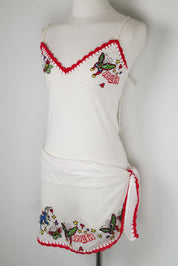 Nolita Underwater Y2K Embroidered Tank and Sarong Set – S