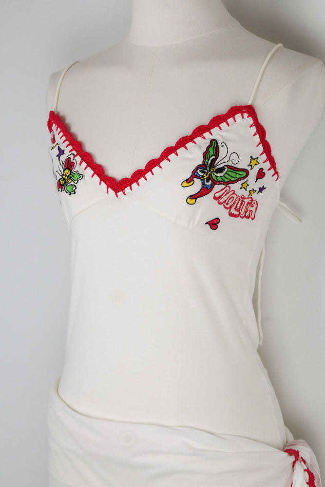 Nolita Underwater Y2K Embroidered Tank and Sarong Set – S