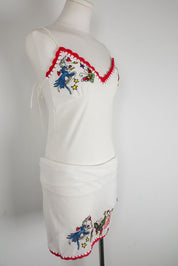 Nolita Underwater Y2K Embroidered Tank and Sarong Set – S
