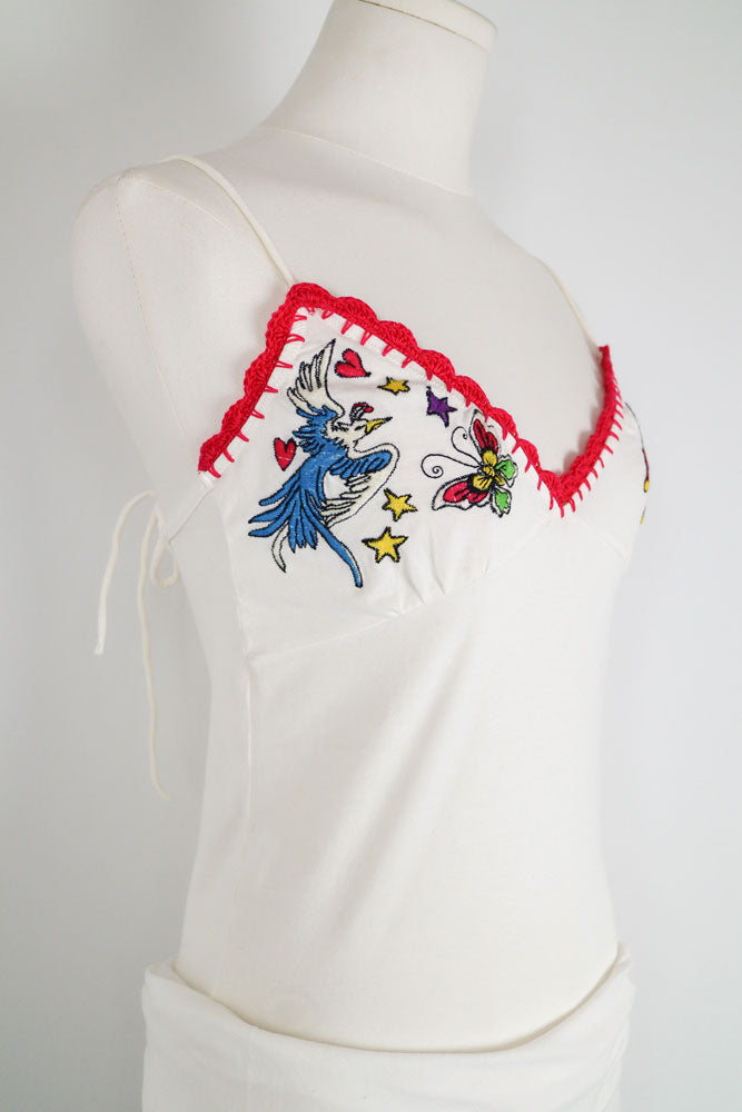 Nolita Underwater Y2K Embroidered Tank and Sarong Set – S
