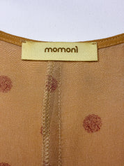 2010s Camel Polka Dot Cap Sleeve Wrap Top - XS/S