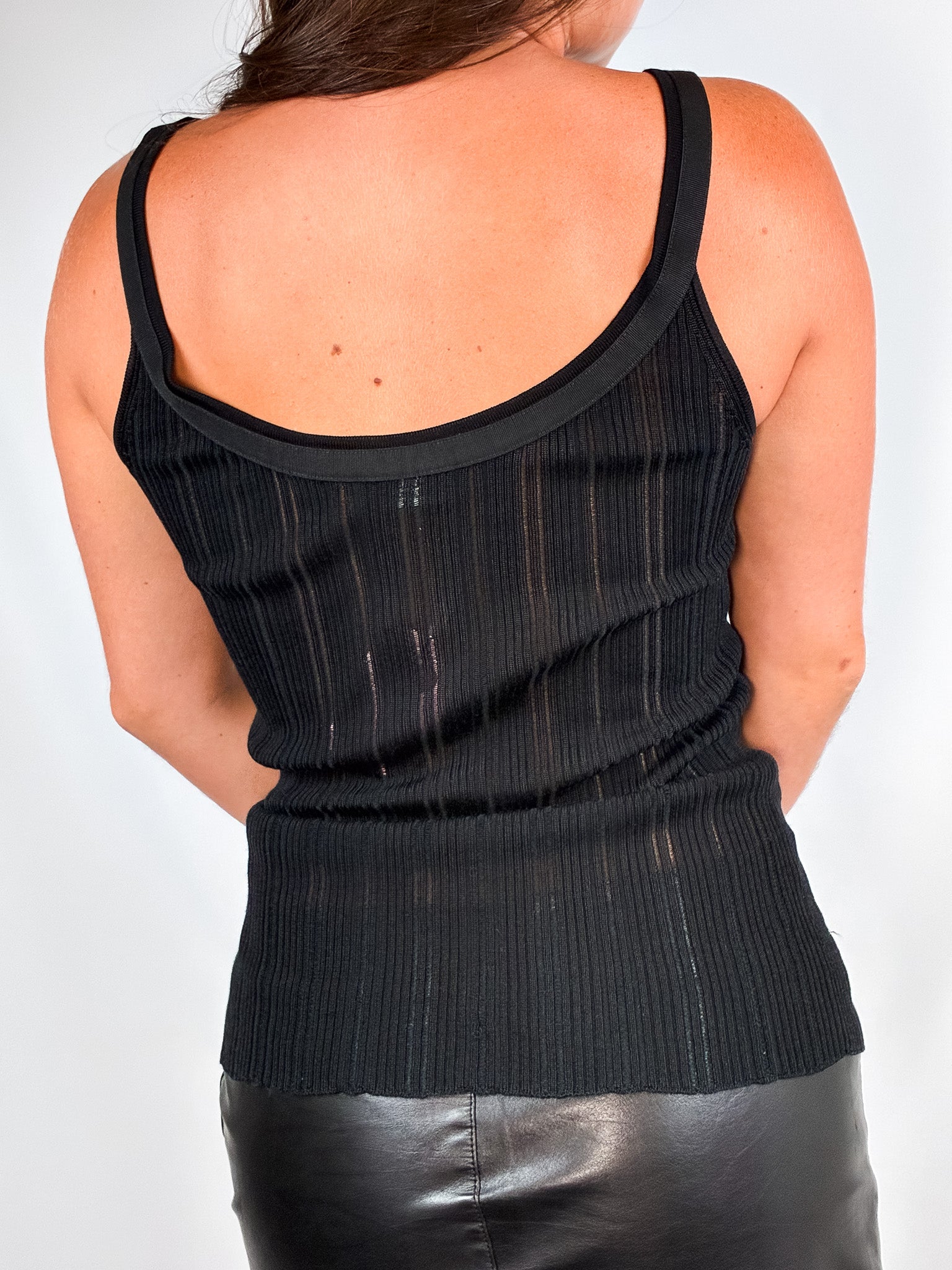 Dolce & Gabbana 2000s Black Ribbed Knit DG Bow Tank - M/L
