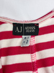 Armani Jeans 2000s Fuchsia & White Striped Bodycon Midi Dress - XS-L