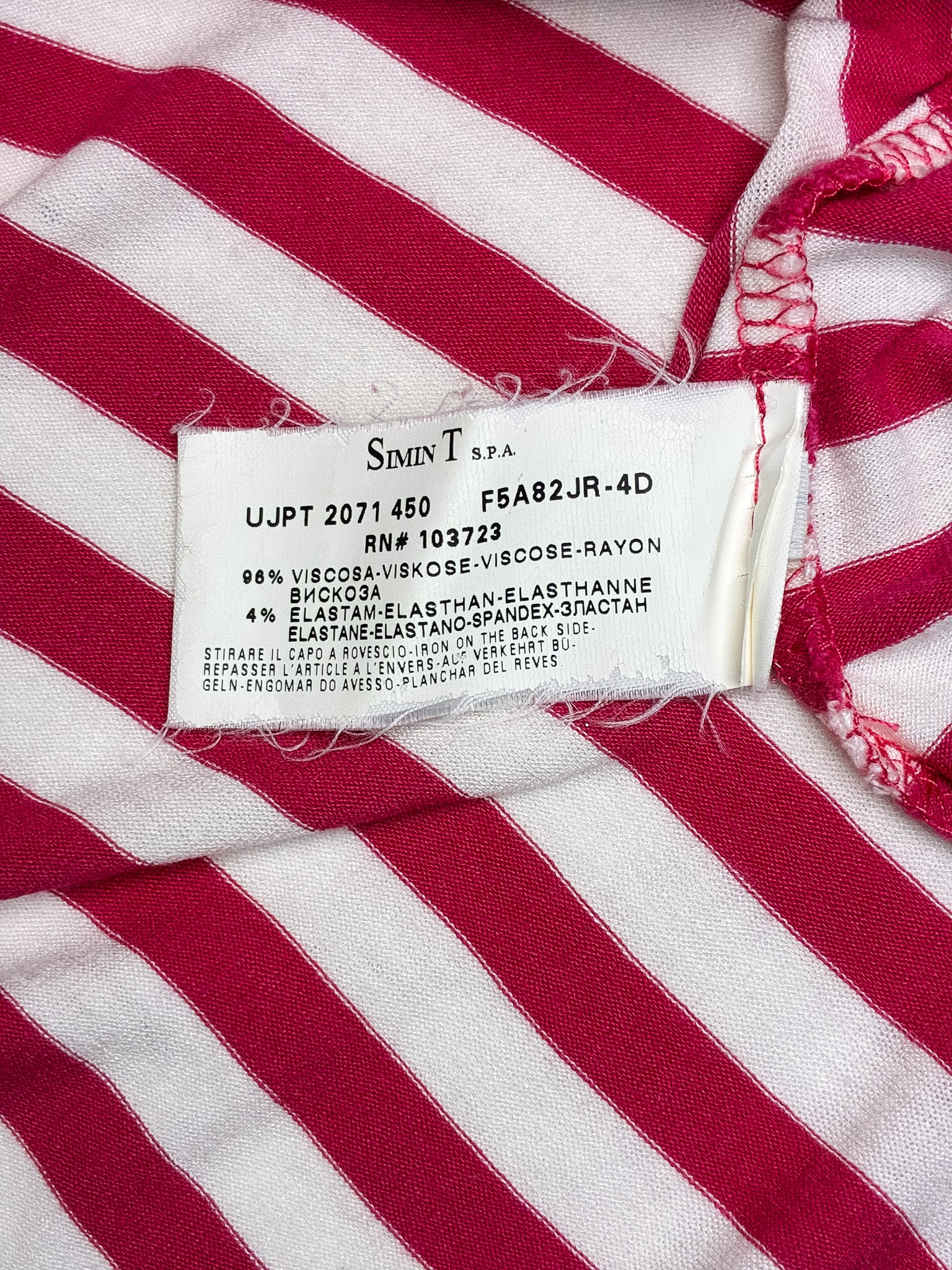 Armani Jeans 2000s Fuchsia & White Striped Bodycon Midi Dress - XS-L
