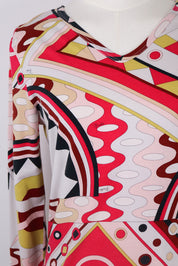 Emilio Pucci Red Abstract Print Long Sleeve Top – M