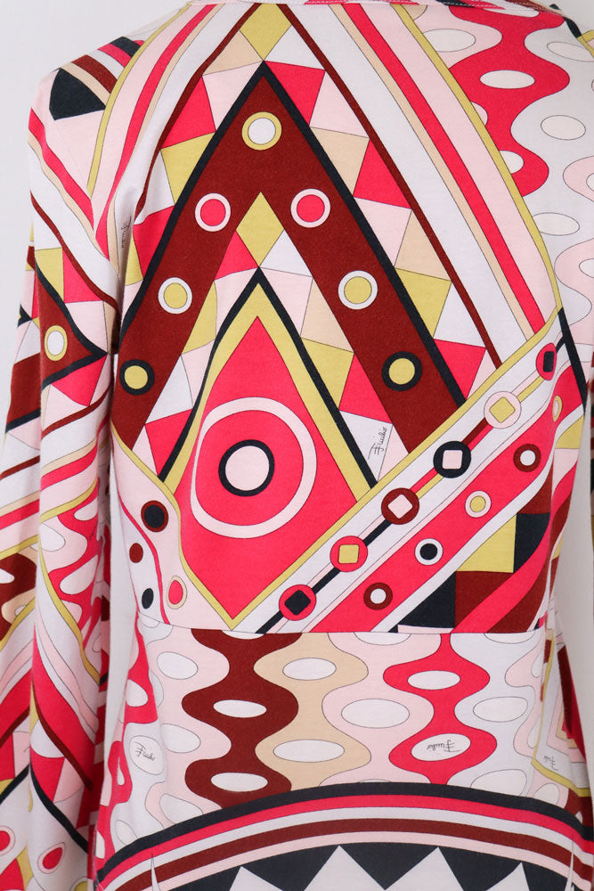 Emilio Pucci Red Abstract Print Long Sleeve Top – M