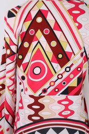 Emilio Pucci Red Abstract Print Long Sleeve Top – M