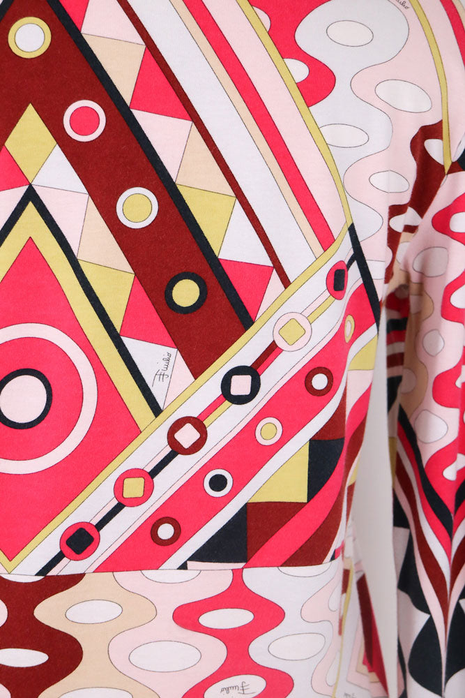 Emilio Pucci Red Abstract Print Long Sleeve Top – M