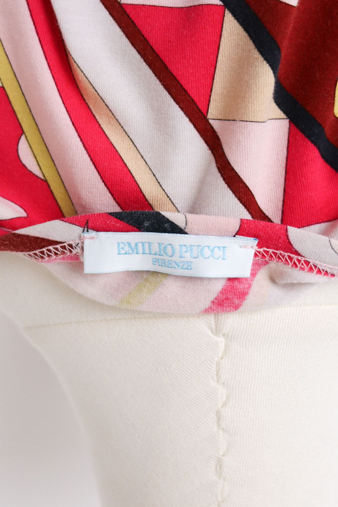 Emilio Pucci Red Abstract Print Long Sleeve Top – M