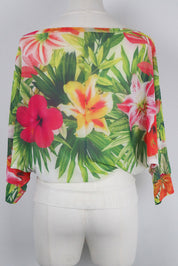 Blumarine 2000s Tropical Print Rhinestone Blouson Top – S