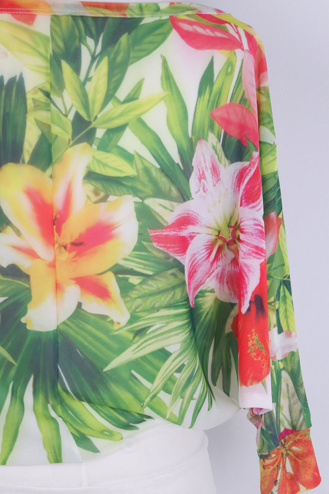 Blumarine 2000s Tropical Print Rhinestone Blouson Top – S