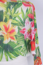 Blumarine 2000s Tropical Print Rhinestone Blouson Top – S