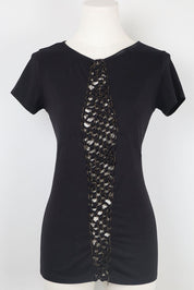 Patrizia Pepe Black Chain Panel Tee – S