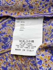 Etro 2000s Purple Paisley Print Silk Cowl Neck Top - S/M
