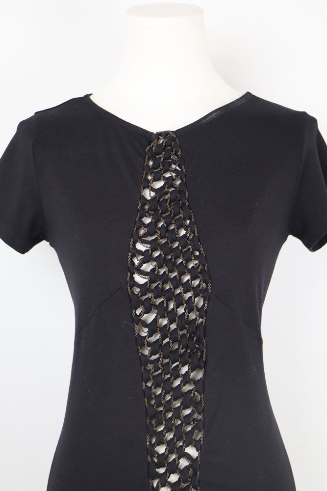 Patrizia Pepe Black Chain Panel Tee – S