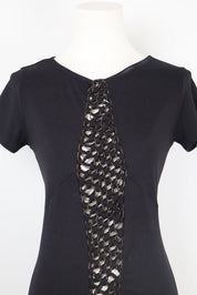 Patrizia Pepe Black Chain Panel Tee – S