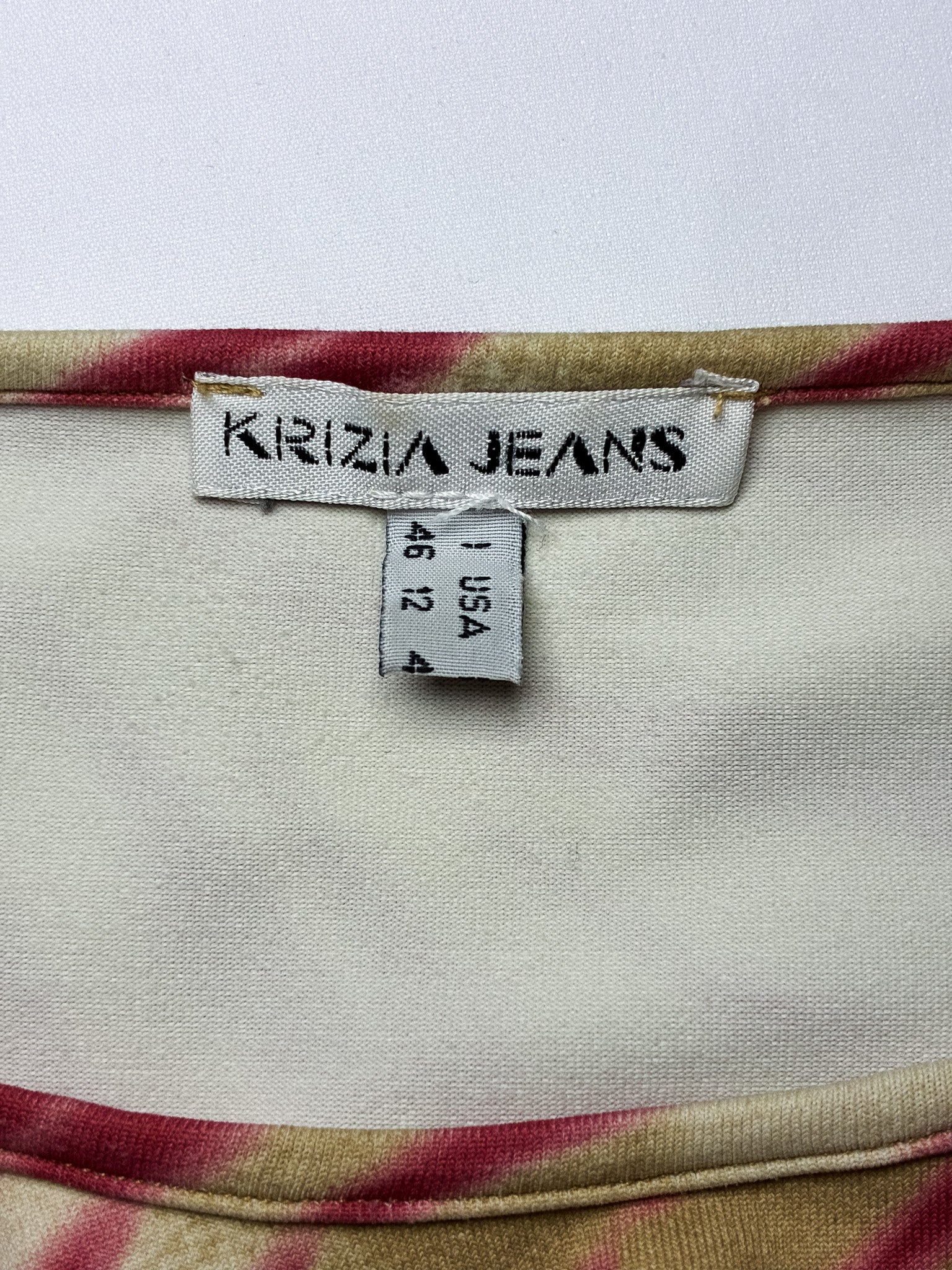 Krizia Jeans 2000s Beige and Red Zebra Print Tee - M