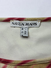 Krizia Jeans 2000s Beige and Red Zebra Print Tee - M
