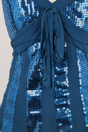Luisa Spagnoli Blue Sequin Silk Cami Top – S