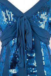 Luisa Spagnoli Blue Sequin Silk Cami Top – S