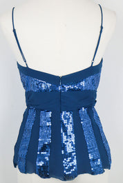Luisa Spagnoli Blue Sequin Silk Cami Top – S