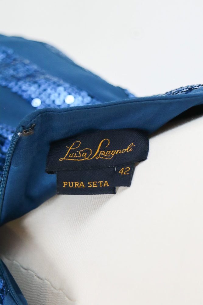 Luisa Spagnoli Blue Sequin Silk Cami Top – S