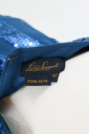 Luisa Spagnoli Blue Sequin Silk Cami Top – S