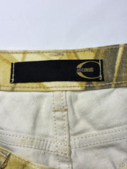 Just Cavalli 2000s Mustard Leaf Print Mid Rise Jeans - W33