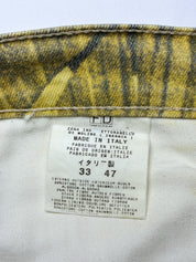 Just Cavalli 2000s Mustard Leaf Print Mid Rise Jeans - W33