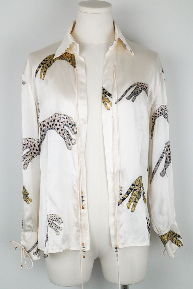 Roberto Cavalli 100% Silk Leopard Print Blouse – M