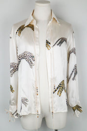 Roberto Cavalli 100% Silk Leopard Print Blouse – M
