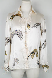 Roberto Cavalli 100% Silk Leopard Print Blouse – M
