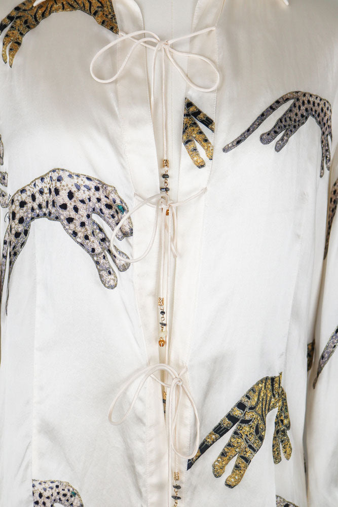 Roberto Cavalli 100% Silk Leopard Print Blouse – M