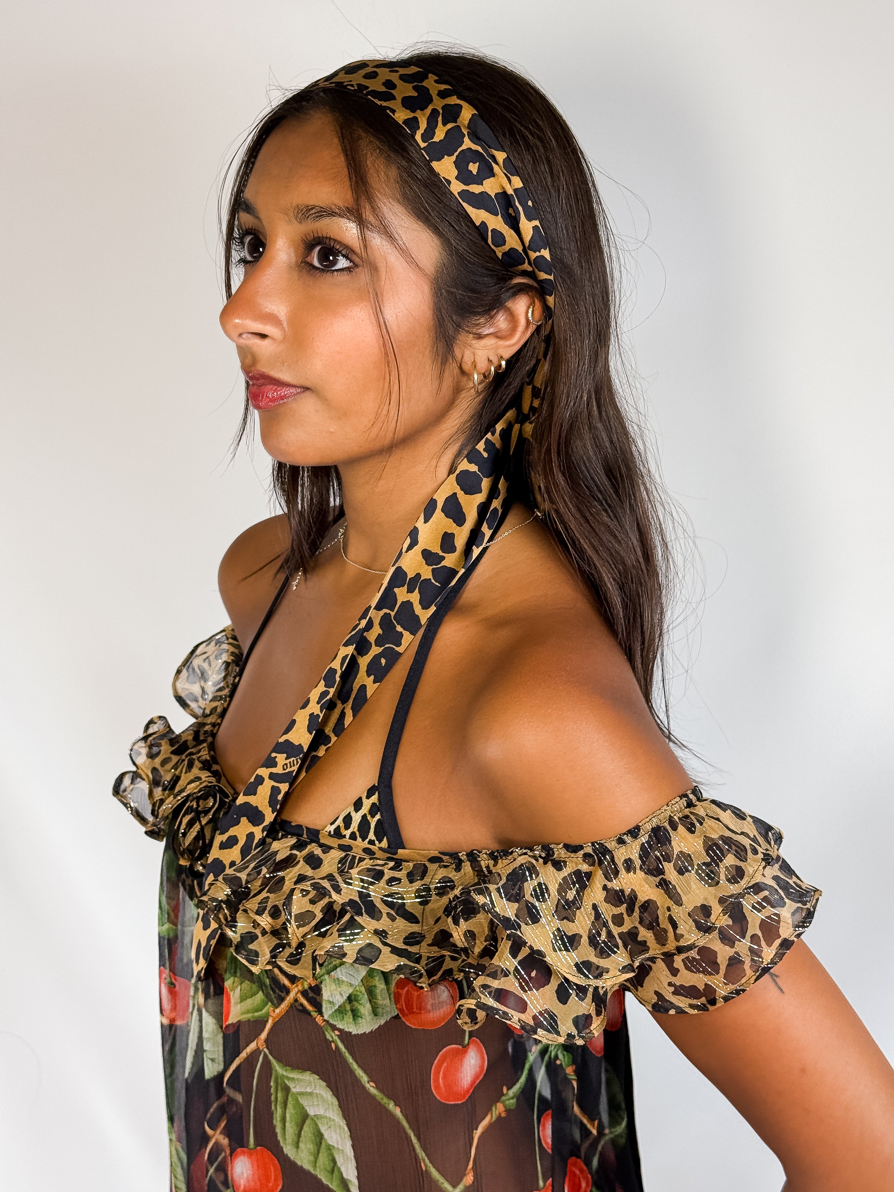 John Galliano F/W 2003 Cherry Leopard Silk Babydoll Mini Dress – XS/S