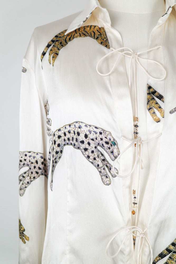 Roberto Cavalli 100% Silk Leopard Print Blouse – M