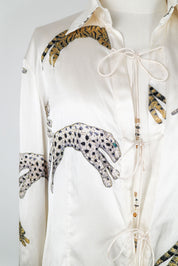 Roberto Cavalli 100% Silk Leopard Print Blouse – M