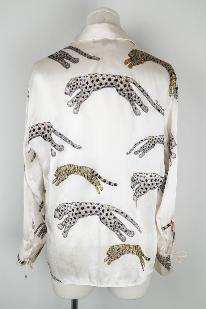 Roberto Cavalli 100% Silk Leopard Print Blouse – M
