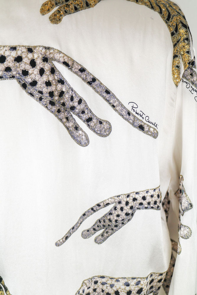 Roberto Cavalli 100% Silk Leopard Print Blouse – M